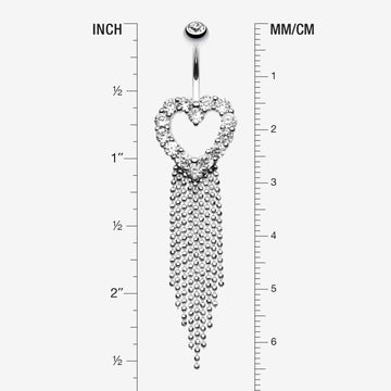 Detail View 1 of Heart Sparkle Showers Belly Button Ring-Clear Gem